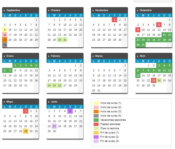 Calendario escolar del curso 2019-2020 1