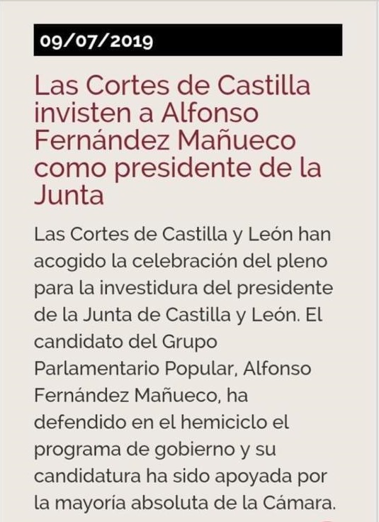 Titular de la web de las Cortes