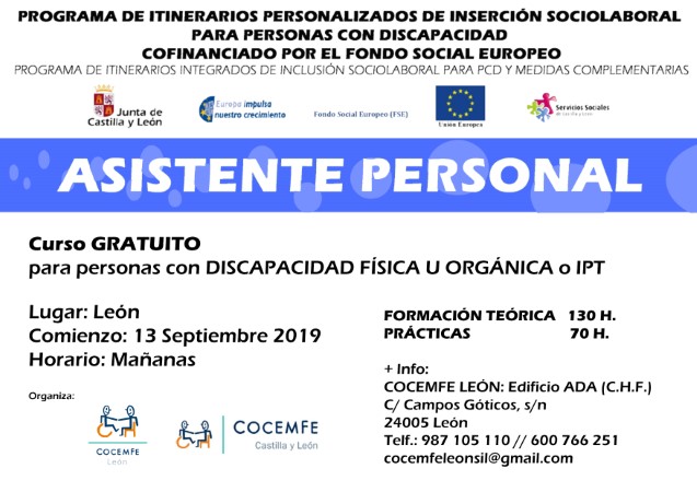 Curso gratuito de Asistente Personal en León 1