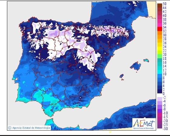 emperaturas mínimas en España León más baja