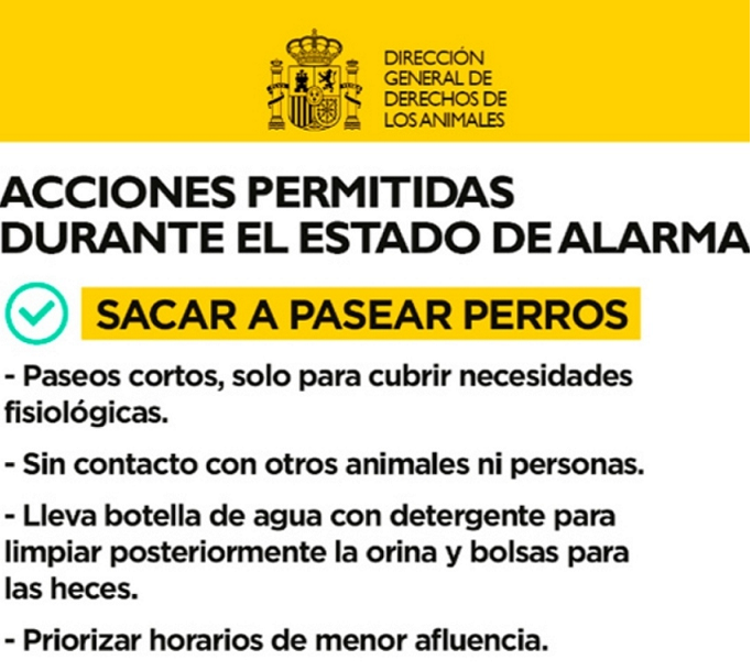 Urgente aclaración de normas para pasear a tu perro en Estado de Alarma