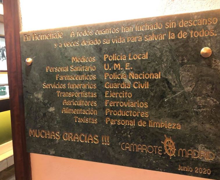 Distinguido homenaje del Camarote Madrid tras la pandemia