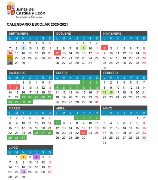 calendario escolar 2020-2021 león