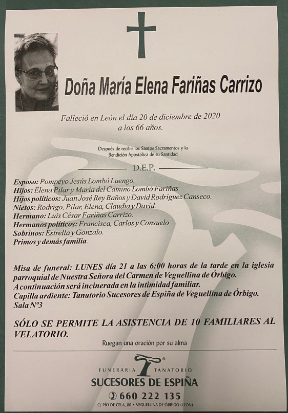 Fallece una gran mujer, madre y abuela, María Elena Fariñas Carrizo 1