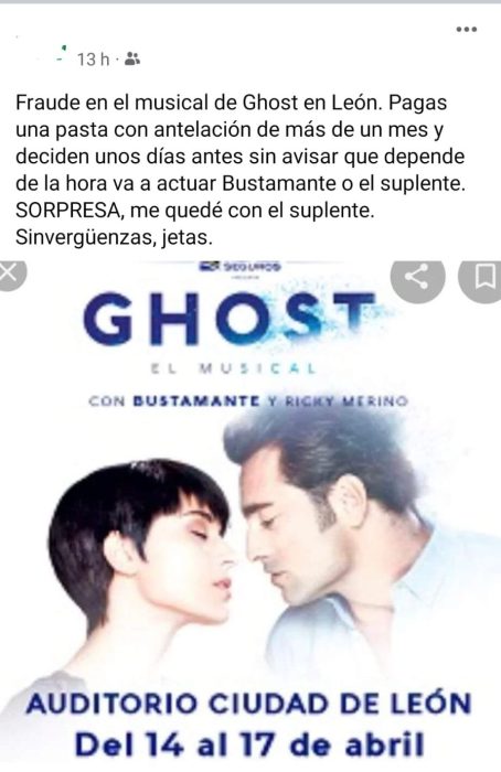 Ausencia de Bustamante en el musical de Ghost 1
