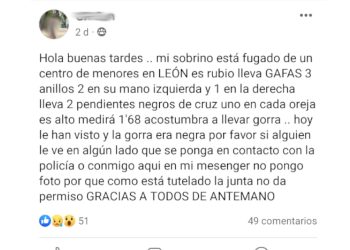 La familia de un menor fugado pide ayuda para localizarlo