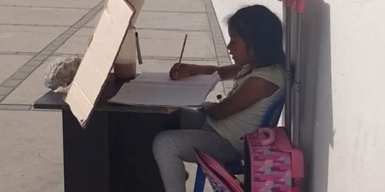 estudia debajo de una caja