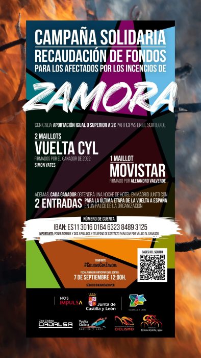 La Vuelta a Castilla y León se vuelca con los afectados por los incendios de Zamora