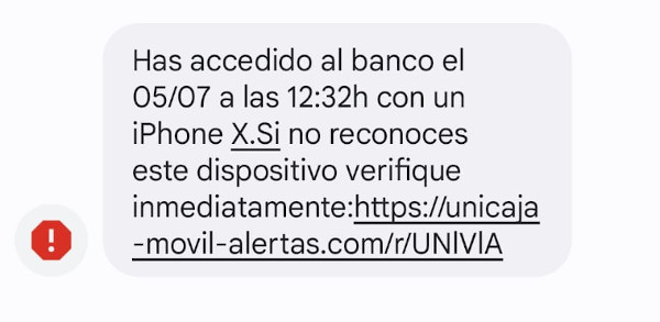 Alerta máxima a los clientes de Unicaja por una estafa por SMS 1