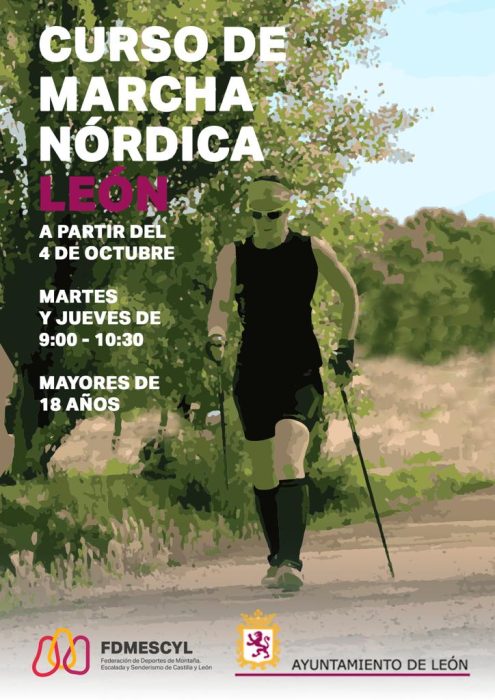 Comienzan los cursos de marcha nórdica en León 1