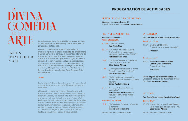 programa ciclo de conferencias sobre la divina comedia