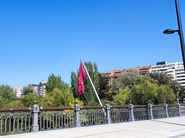 Ya ondean las nuevas banderas del Puente de los Leones 1