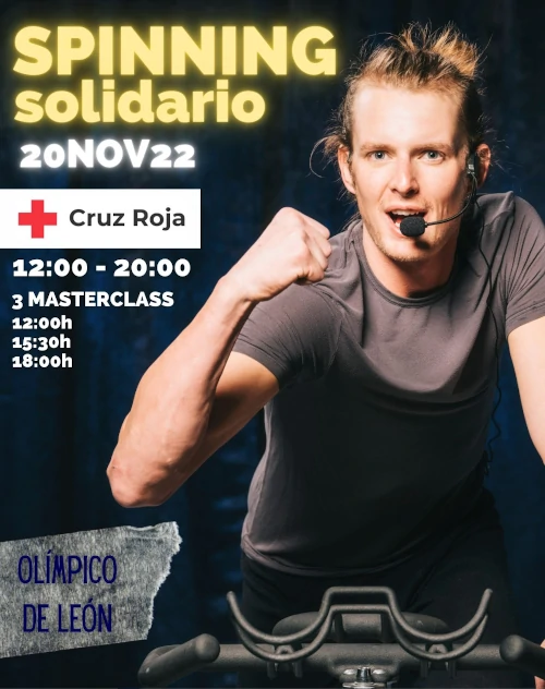 Cartel del Maratón de Spinning Solidario en León