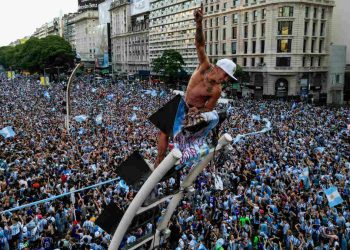 Celebración de la victoria de Argentina