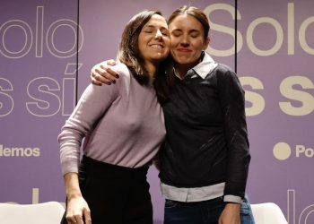 Ione Belarra en el acto de Podemos