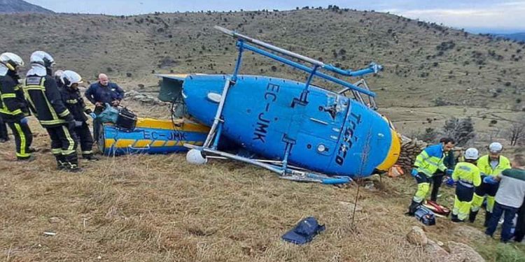 Helicóptero de la DGT tras el accidente