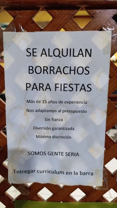 Cartel de alquiler de borrachos en León