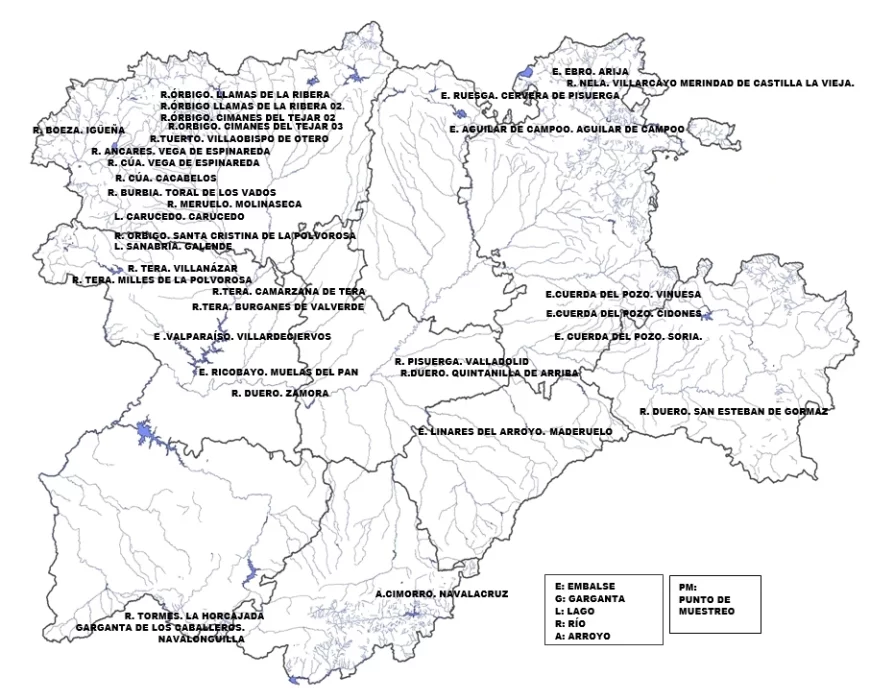 Mapa con todas las playas de Castilla y León 1