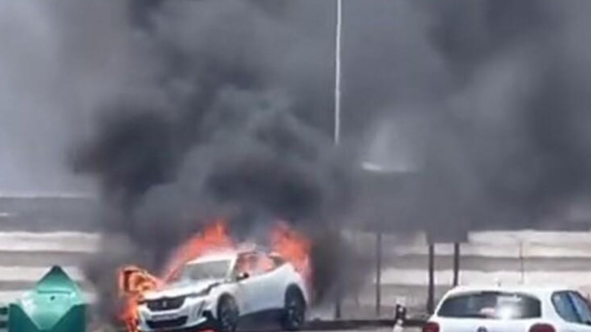 Pánico en la autopista por estar un vehículo ardiendo 1