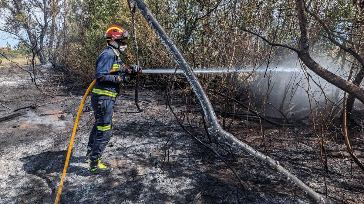 Arde la maleza en un incendio en San Andrés del Rabanedo 1