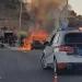 Coche ardiendo en León