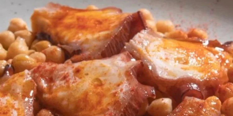 Garbanzo de pico pardal con pulpo a feira. Serrano -Astorga-.