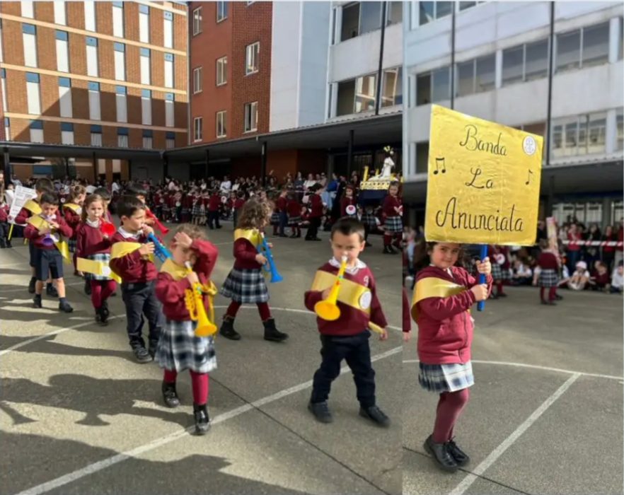 Procesión y la Sagrada Cena en las aulas 5