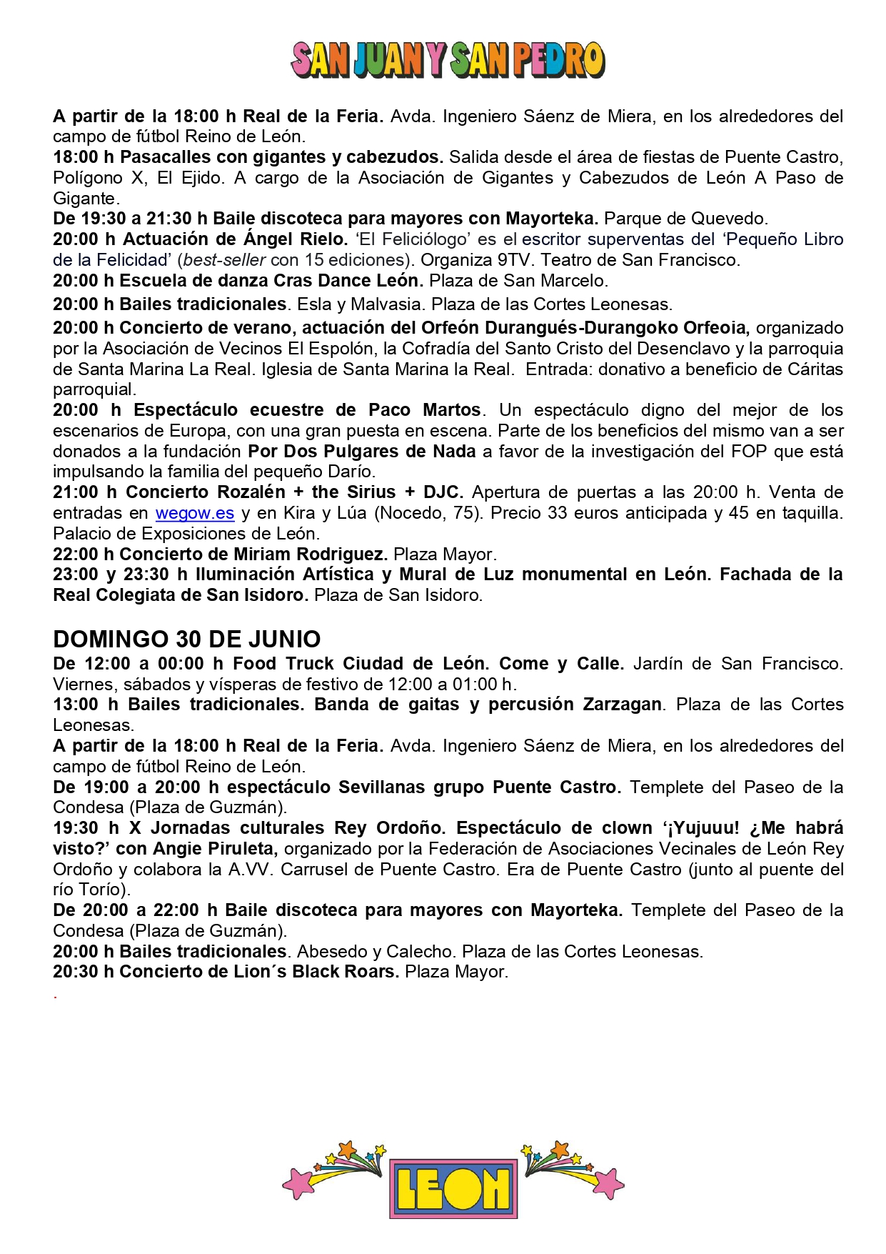 Programa de las Fiestas de León ‘San Juan y San Pedro 2024’ 15