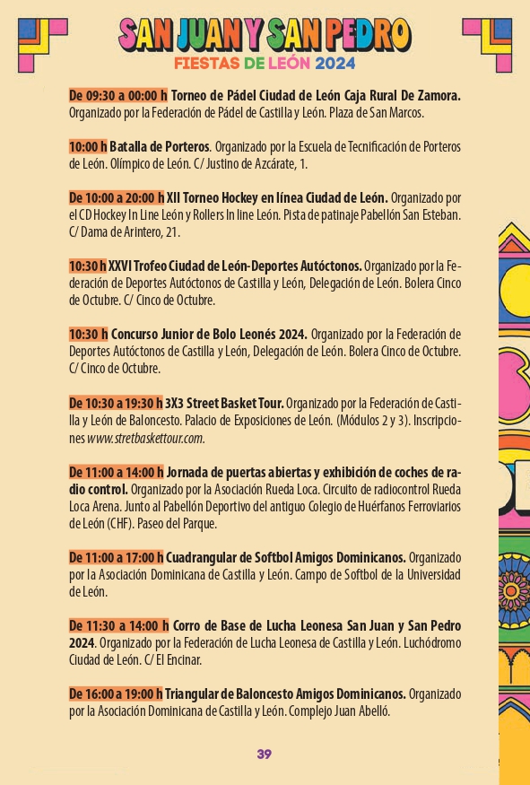 Programa de las Fiestas de León ‘San Juan y San Pedro 2024’ 38