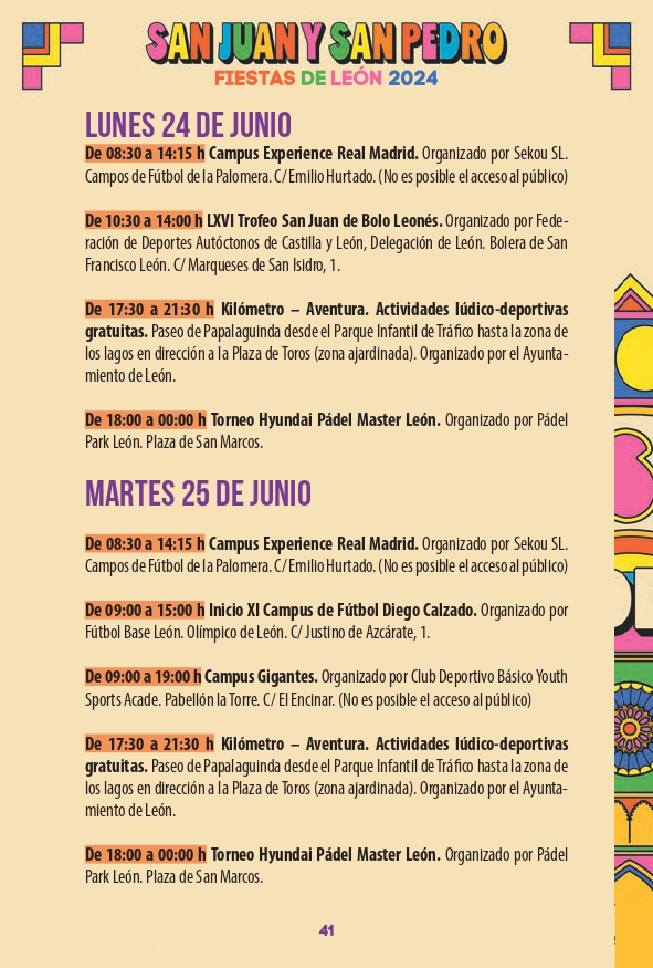 Programa de las Fiestas de León ‘San Juan y San Pedro 2024’ 40