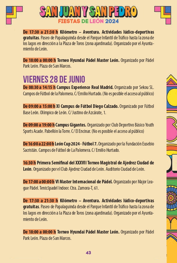 Programa de las Fiestas de León ‘San Juan y San Pedro 2024’ 42