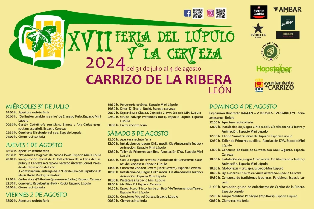 Programa de la Feria del Lúpulo y la Cerveza en Carrizo de la Ribera 2024 2