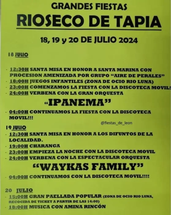 Programa de las fiestas de Rioseco de Tapia 2024 1