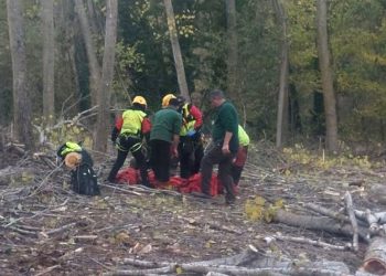 Complicado rescate de un trabajador en el monte