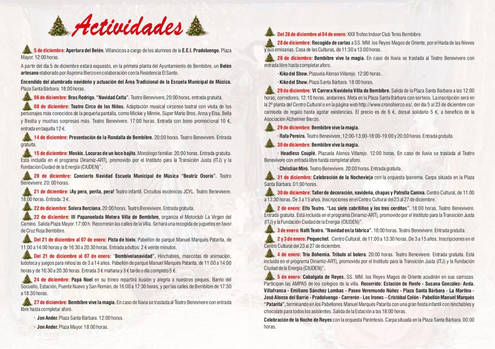 Programa completo de la Navidad en Bembibre 2024 3