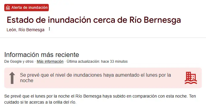 Una alerta de Google prevé inundaciones en León 1